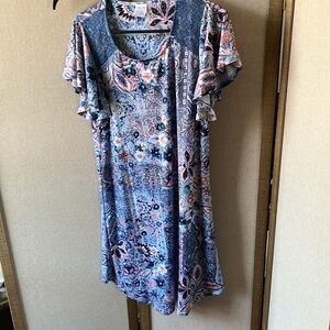 FINAL MARKDOWN Moda Floral Blue and Pink dress xs